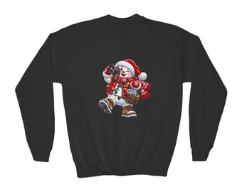 Snowman Photographer Kids Sweatshirt, Christmas Camera Sweatshirt, Photographer Xmas Gift, Funny Holiday Top