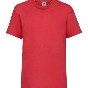 K&ouml;nnte beinhalten: Ein einfarbiges rotes T-Shirt mit kurzen &Auml;rmeln.