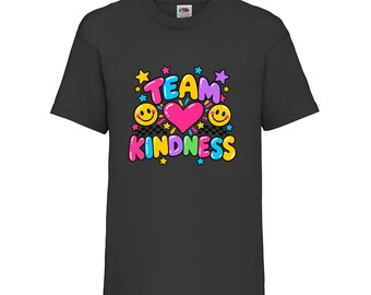 Team Kindness Kids T-Shirt, Smiley and Heart Cotton Top, Ages 3-13