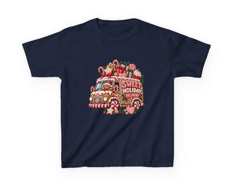 Sweet Holiday Delivery Kids T-Shirt, Gingerbread Van Shirt, Candy Christmas Gift, Baker Xmas Top