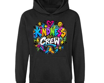 Kindness Crew Kids Hoodie, Graffiti Street Art Pullover, Ages 5-13