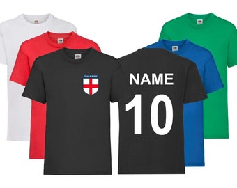 England Football Personalised Kids T Shirt Mens Womens Unisex Cotton Ts Footy