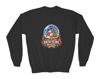 Snow Globe Magic Kids Sweatshirt, Christmas Snow Globe Sweatshirt, Snowman Xmas Gift, Festive Holiday Top