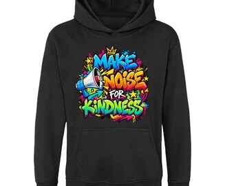 Make Noise For Kindness Kids Hoodie, Graffiti Megaphone Pullover, Ages 5-13