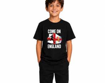 Kids England Football Shirt, Come On England T Shirt, World Cup 2026 Kids Tee, England Supporter Shirt, Boys Girls Football Top
