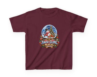 Snow Globe Magic Kids T-Shirt, Christmas Snow Globe Shirt, Snowman Xmas Gift, Festive Holiday Top