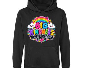 Big Kindness Little People Kids Hoodie, Rainbow Cloud Pullover, Ages 5-13