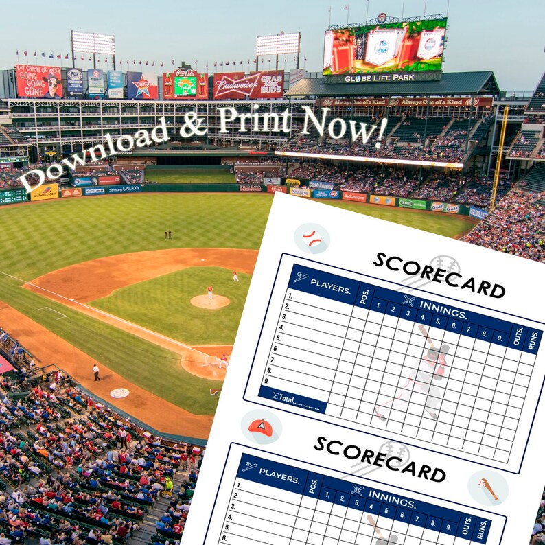 Baseball Score Sheet Keep Score Card Little League Minor Etsy