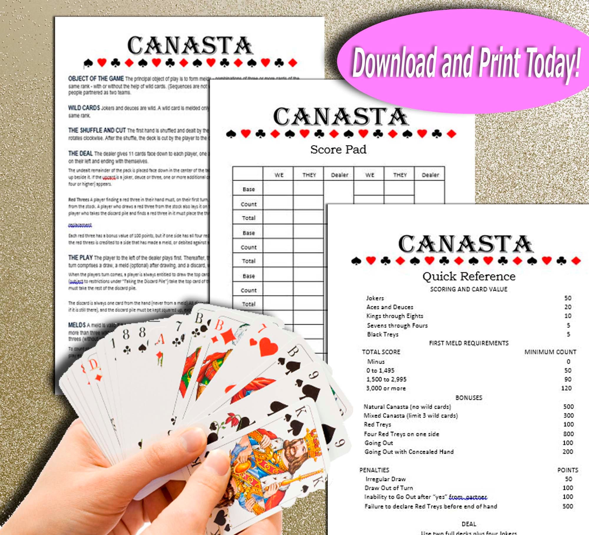 Free Printable Canasta Rules For 2 Players