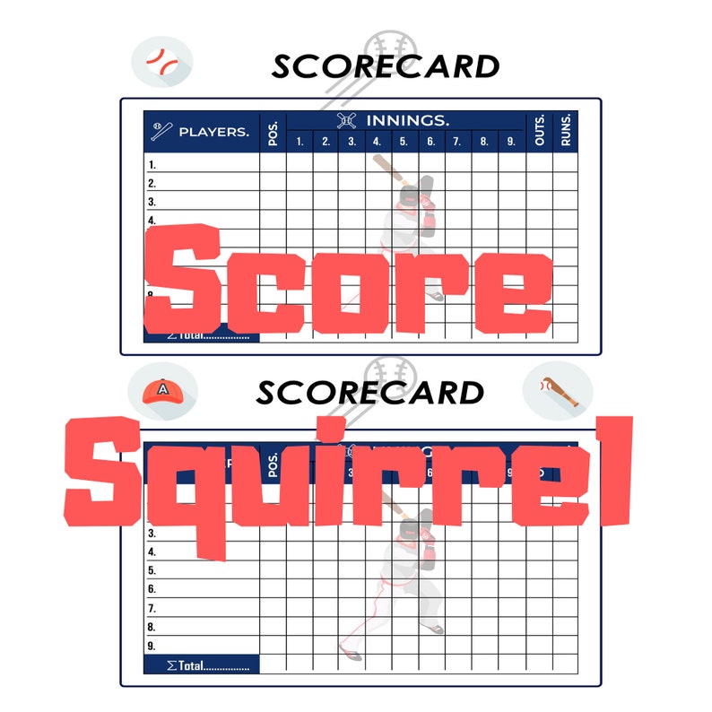 Baseball Score Sheet Keep Score Card Little League Minor Etsy