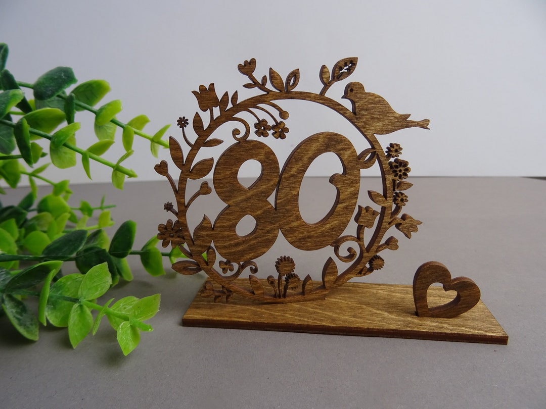 Geldgeschenk zum 80. Geburtstag / GeldGeschenk aus Holz Vintage 80 mit