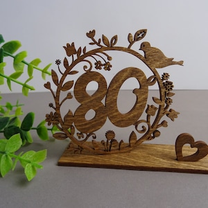 Money gift for 80th birthday / money gift made of wood Vintage "80" with anniversary number of your choice
