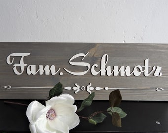 Geschenk zur goldenen Hochzeit, Holzschild Familie, Türschild personalisiert,  Hochzeitsgeschenk, Silberhochzeit