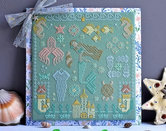 Mermaid Seaside Cross Stitch Pattern PDF / Primitive Summer Sampler (PDF) / by StitchyPrincess