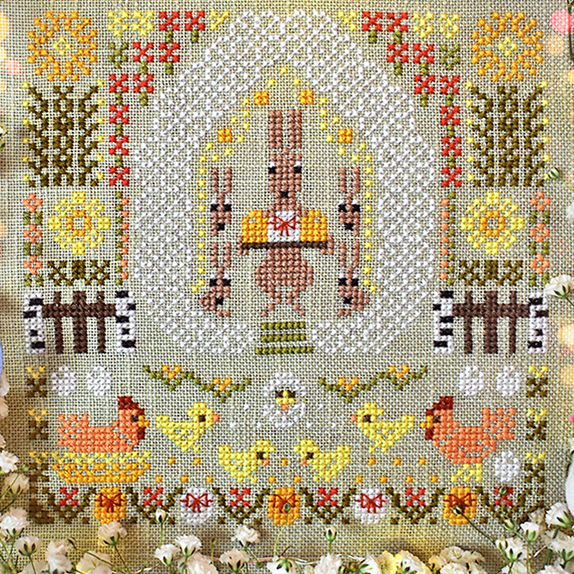 Easter Bunny Cross Stitch Pattern, Primitive Spring Sampler (PDF) - Etsy