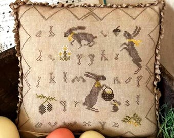 Padrão de ponto cruz de coelhinhos de outono em PDF / Amostra primitiva de família de coelhos por Stitchy Princess
