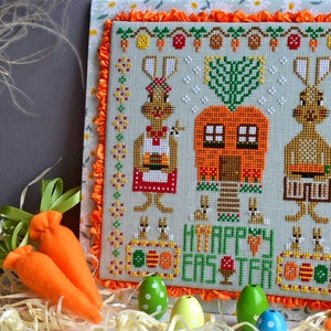 Easter Cross Stitch Pattern PDF Bunny Primitive Sampler / Spring ...