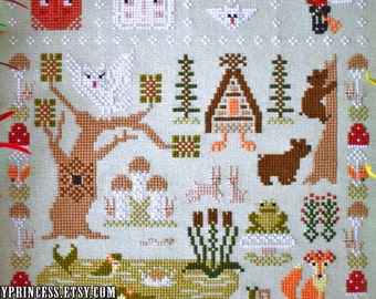 Padrão de Ponto Cruz da Baba Yaga na Floresta: Animais da Floresta, Cabana de Conto de Fadas (Padrão em PDF)