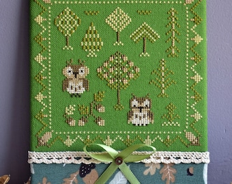 Eulen Kreuzstich Stickmuster PDF / Primitiv Wald Eicheln Muster digitaler Download StickyPrincess Ukraine