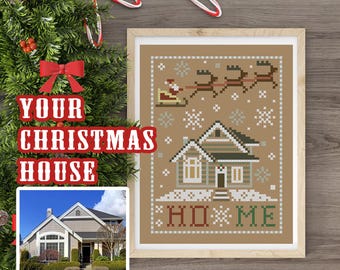 Padrão de ponto cruz personalizado para casa de Natal com PERSONALIZAÇÃO em PDF da StitchyPrincess