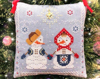 Padrão de Ponto Cruz Boneco de Neve e Boneca de Neve: Desenho de Inverno Ucraniano (Padrão em PDF)