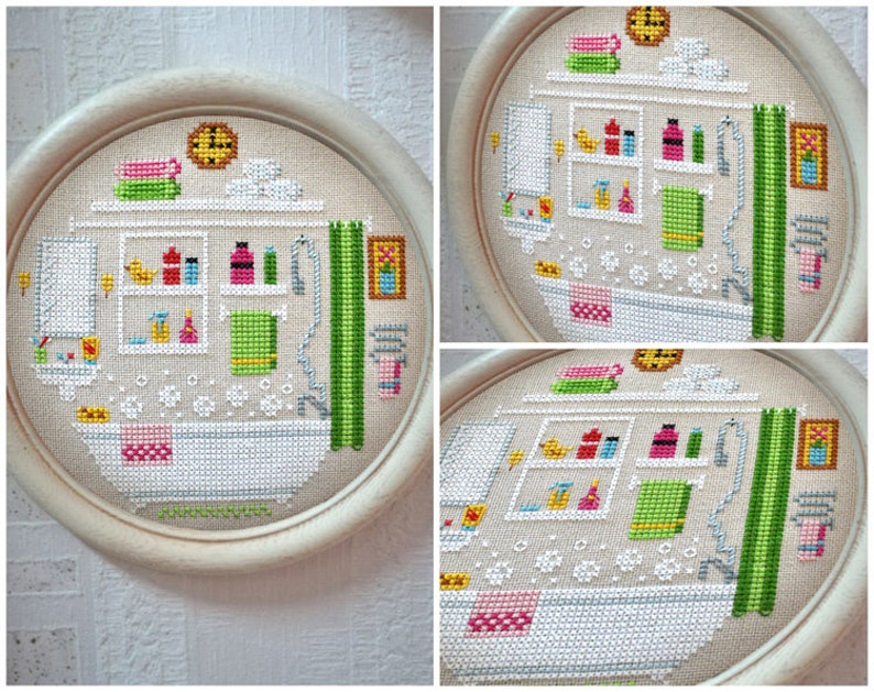 Cute Bathroom Cross Stitch Pattern PDF / downloaded embroidery Etsy