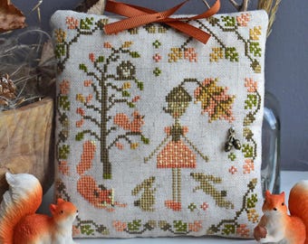 Kreuzstich Stickmuster Herbst Herbst Wald Eichhörnchen Eule Eule Eichel Eule Eule Herbst Eule Eule Eule Eule Herbst Zeichnung StitchyPrincess