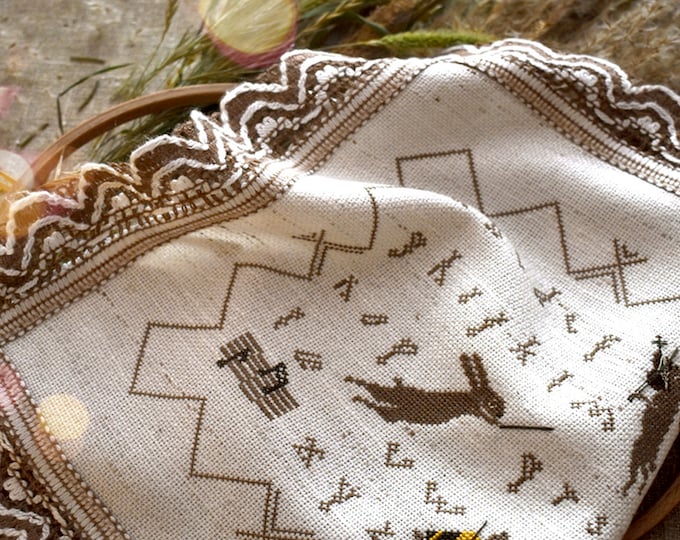 Spring Rabbits Musicians Primitive Sampler Cross Stitch Pattern PDF ...
