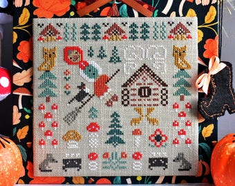 Padrão de ponto cruz da Baba Yaga para o Halloween em PDF / Amostra divertida / Cabana de bruxa ucraniana / por StitchyPrincess
