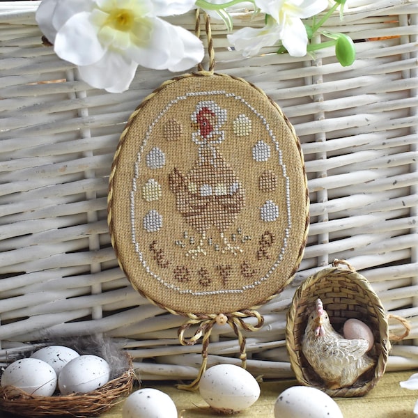 Patrón de punto de cruz de Pascua de la Sra. Coco: Gallina y huevos originales (PDF) de StitchyPrincess