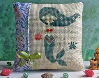 Patrón de punto de cruz de sirena en PDF, diseño de fantasía de verano / por StitchyPrincess
