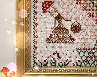 Miss Mushroom Cross Stitch Pattern: Autumn Primitive Sampler (PDF) / by StitchyPrincess