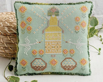 Rustic Fairy Sunflower Cross Stitch Pattern, Summer Cottagecore (PDF Pattern)