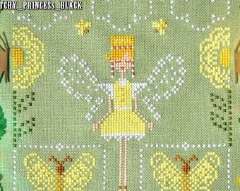 Butterfly fairy Cross Stitch Pattern PDF / cute summer floral downloaded counted chart / funny xstitch ukraine simple easy design