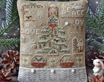 Winter Woodland Fairy cross stitch pattern PDF / primitive sampler with snowflakes / alphabet Peace Joy / Ukraine StitchyPrincess