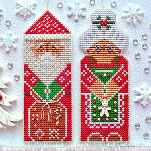 Christmas Santa & Mrs. Claus cross stitch pattern PDF Primitive sampler Xmas ornament Mill Hill perforated / winter StitchyPrincess Ukraine