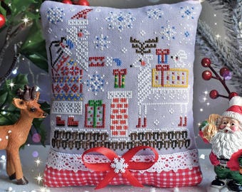 Gráfico de Ponto Cruz de Papai Noel no Telhado em PDF / Amostra de Renas por StitchyPrincess