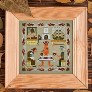 Baba Yaga's Hut Cross Stitch Pattern, Halloween Witch Room (PDF Pattern)