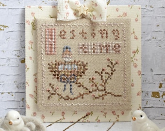 Korsstygnsmönster för blåfågelns häckningstid PDF / primitiv vårprovtagning / naturfågelblommor sångfågelmönster / Ukraina StitchyPrincess