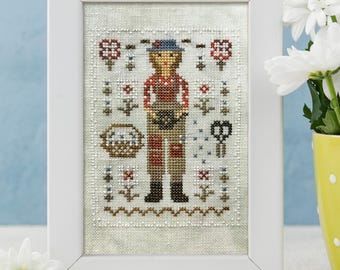Tuinmeisje primitief kruissteekpatroon pdf / Primitive Summer Sampler / door StitchyPrincess