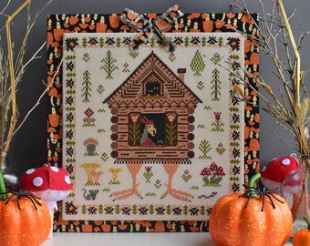 Baba Yaga's Hut Cross Stitch Pattern, Halloween Sampler (PDF Pattern)