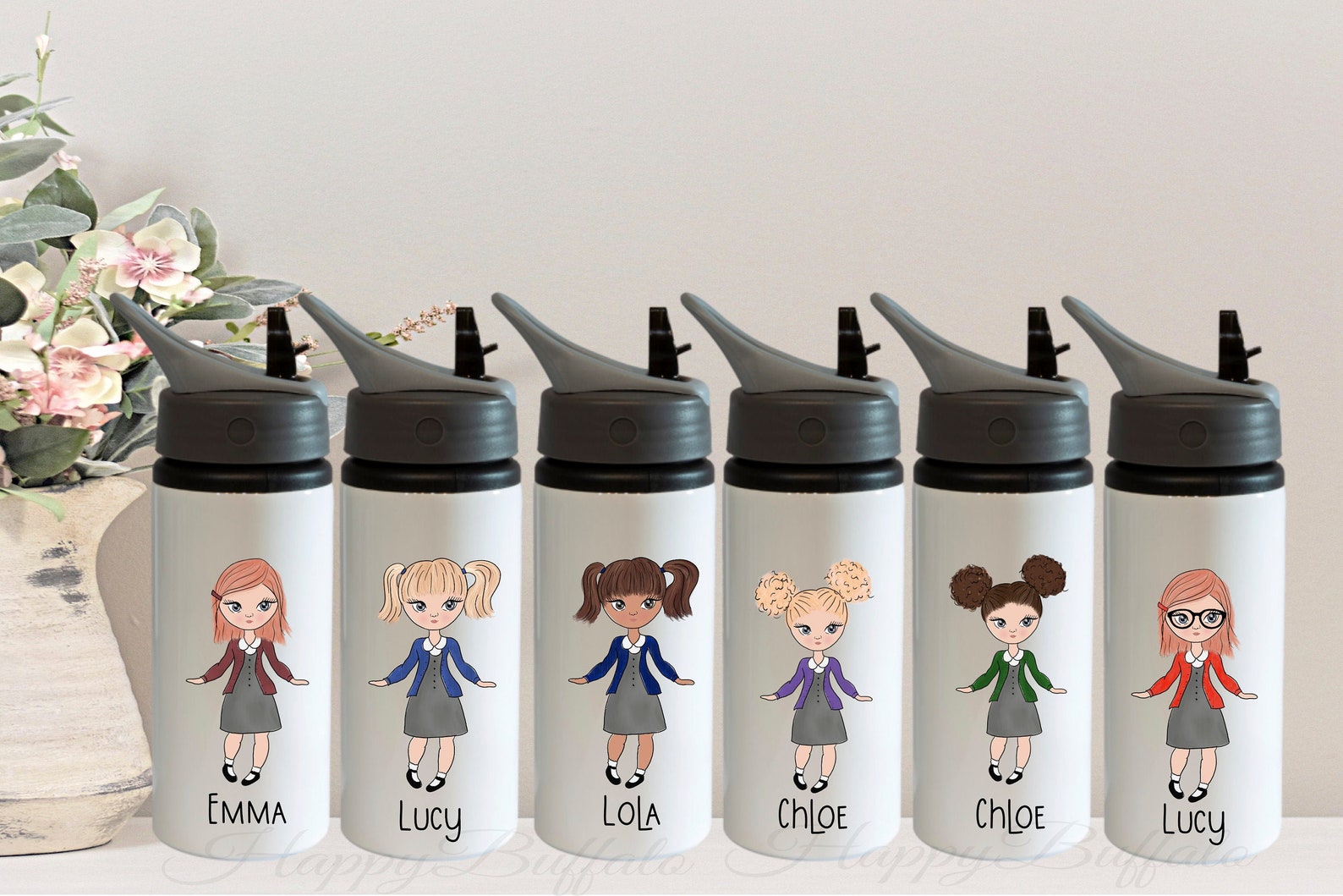 Personalised School Water Bottle 6 Colours of Girls School Etsy