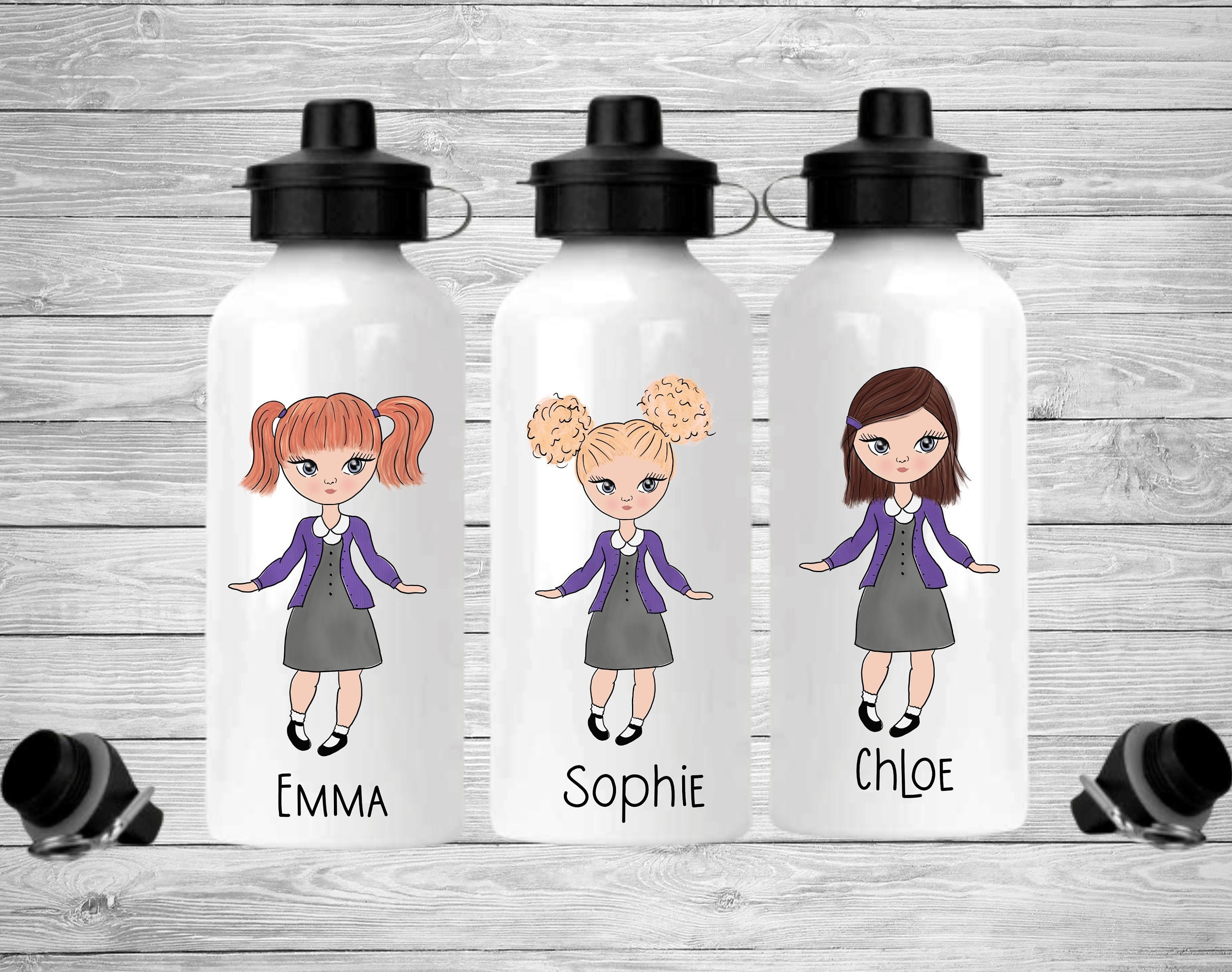 Personalised Water Bottle Girls School Uniform Matching PE Etsy