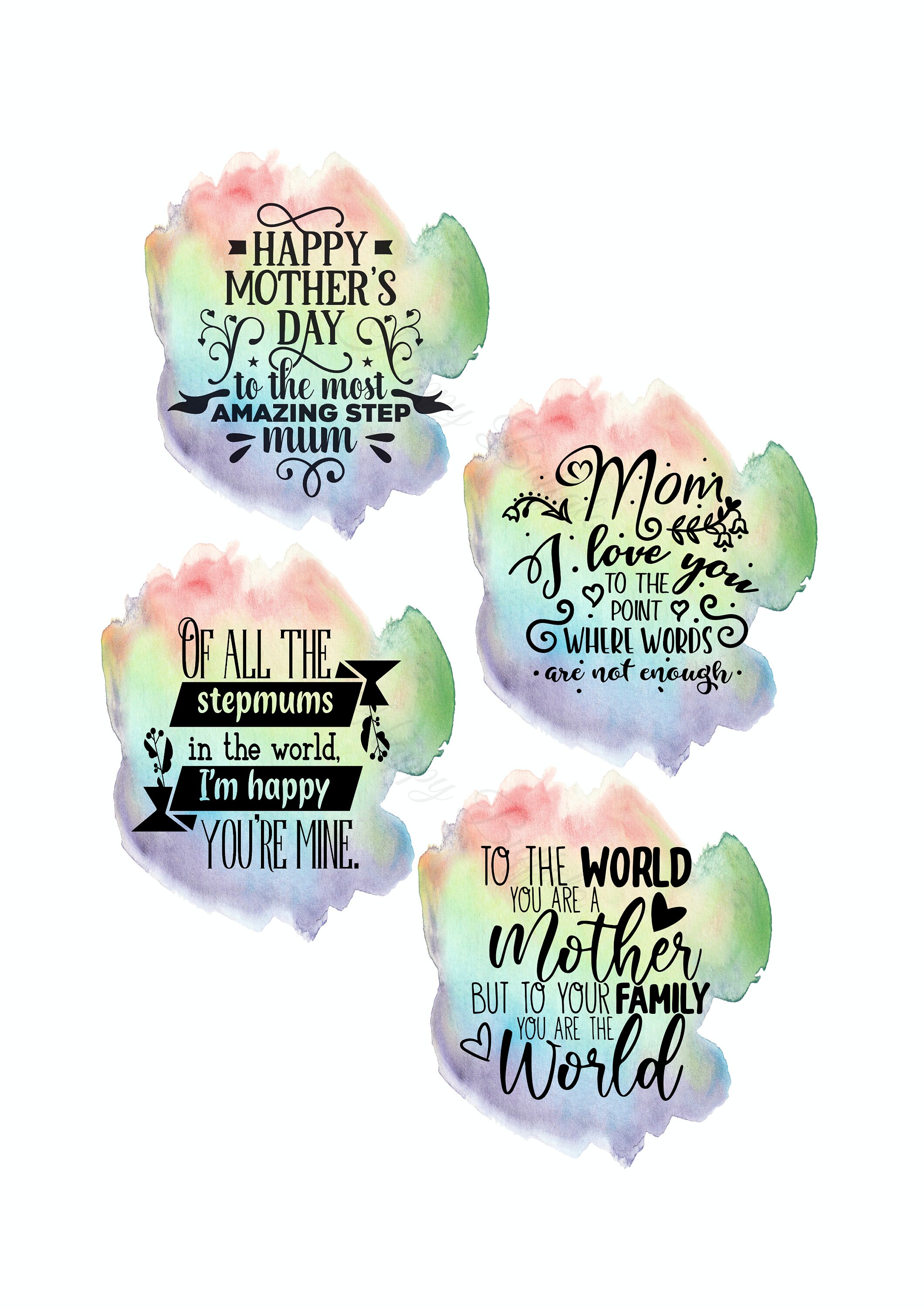 Download Mothers Day Rainbow Background Bundle 4 x Sublimation PNG ...