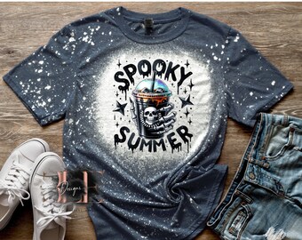 Spooky Summer Halloween Bleached Funny Graphic Shirt, Halloween Sarcastic T-Shirt, Adult Humor Tee For Friend, Funny Halloween Shirt, Gift