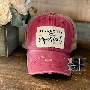 Perfectly Imperfect Ripped Ponytail Hat, Cute Ripped Truckers Hat, Ripped Ponytail Hat, Womens Ripped Hat, Cute Baseball Cap, Friend Gift