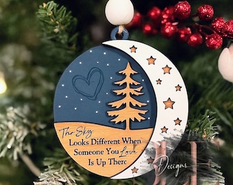 SAME DAY shipping, Memorial Ornament, The Sky Looks Different When Someone You Love, Family Loved One Christmas Ornament, Family in Heaven
