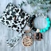Personalized Wristlets,  Keychain, Wood Disc, Silicone Beads, Gift, Mother, Daughter, Bangle, Wallet, Gift For Her, Leopard, Cow, Beach, 