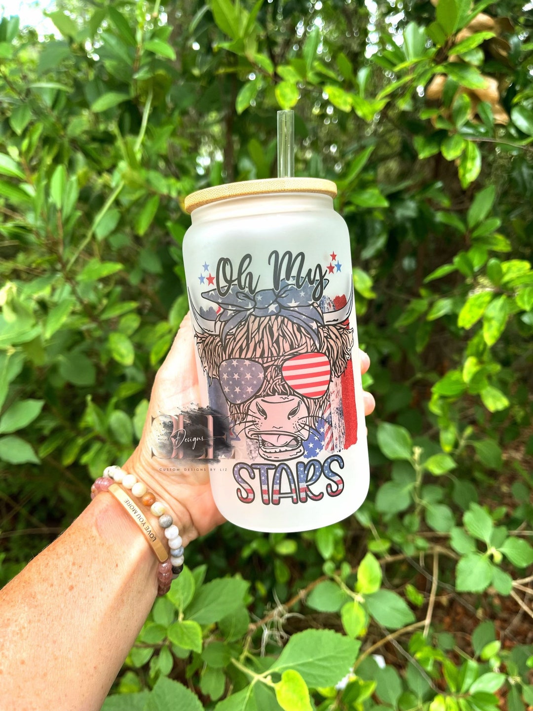 Oh My Stars Patriotic Cup, Cow Lover Cup, Gift for Women, Cow Lover Cup