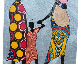 Frameable Thread Artwork: Happy Home